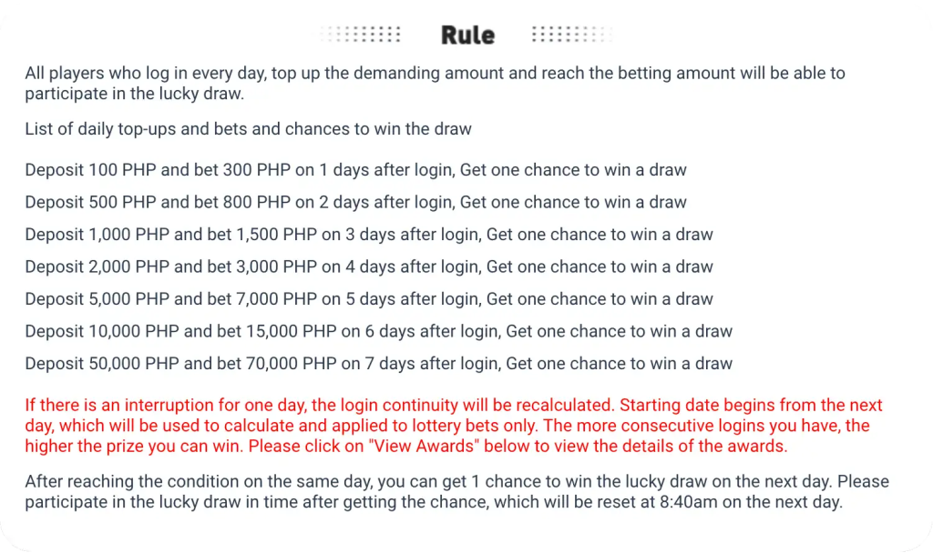 rules of login envelope of the reaching betting amount