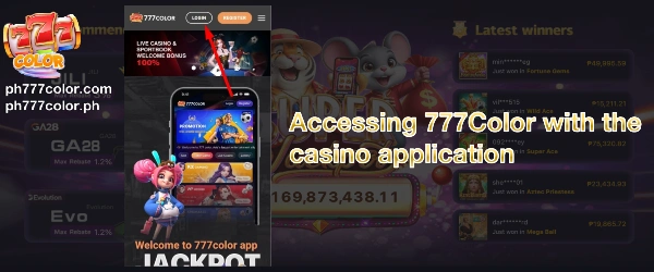 Accessing 777Color with the casino application